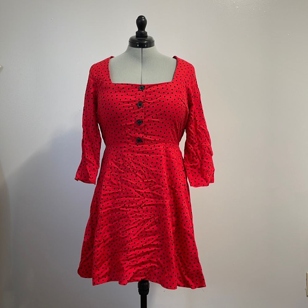 Red polka dot dress